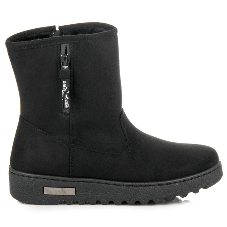 Super Me Botas de nieve abrochadas con cremallera. negro