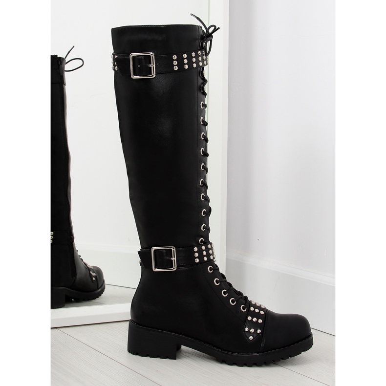 Botas de montar con tachuelas negro PE116 negro