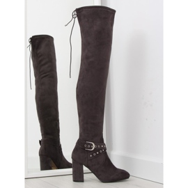 Botas mosqueteras con tacón gris gris marrón multicolor