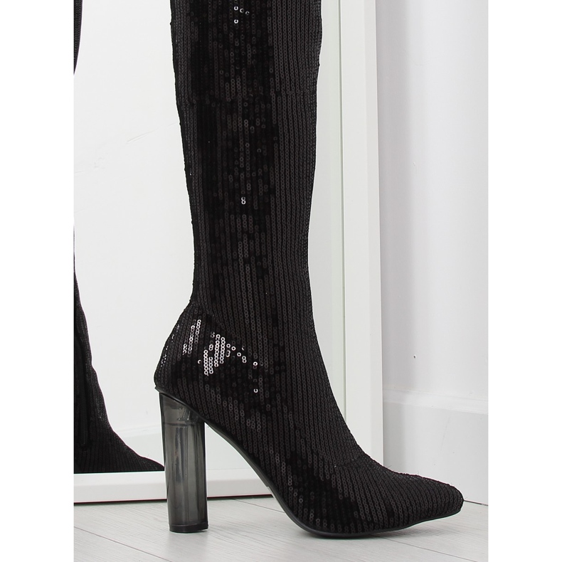 Botines de lentejuelas negros AE55P negro