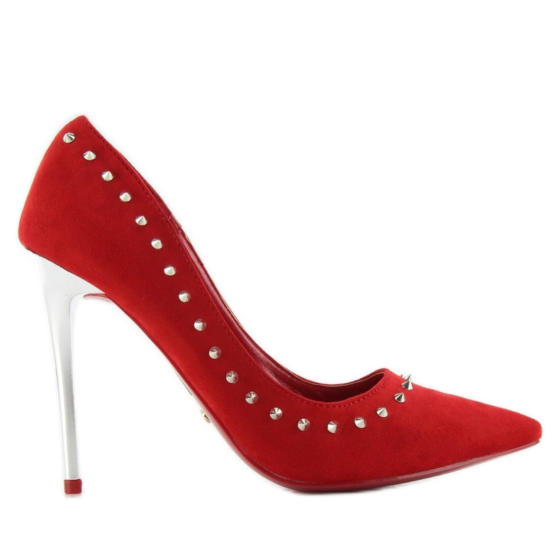 Tacones de ante con tachuelas rojo nf-04p rojo Tacones de ante con tachuelas rojo nf-04p rojo