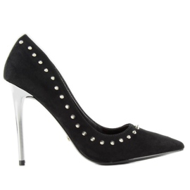 Tacones de ante con tachuelas negras nf-04p negras negro
