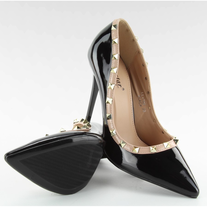 Zapatos de salón con tacón de aguja Valentina negro LL-76P Negro marrón