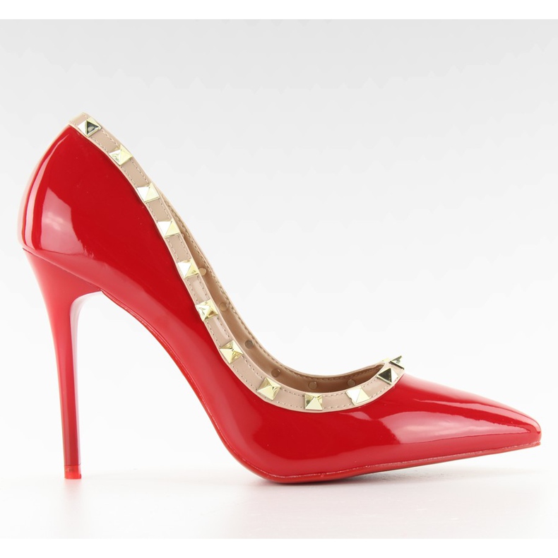 Zapatos de salón con tacón de aguja Valentina rojo LL-76P Rojo marrón