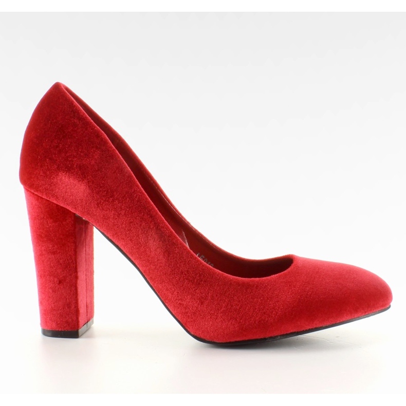 Bombas de terciopelo poste ancho LE018 Rojo
