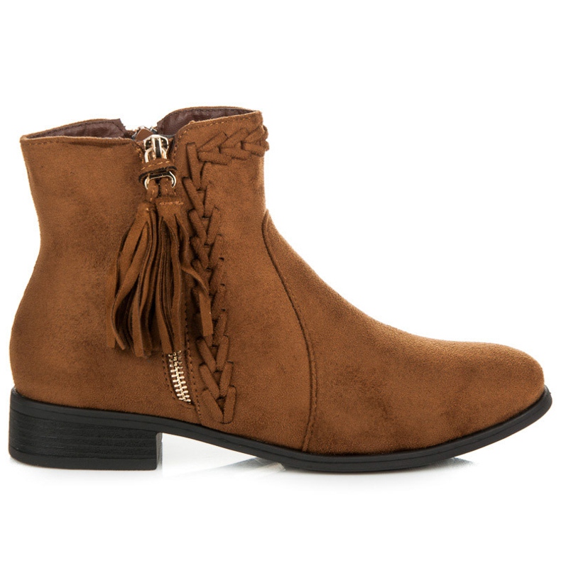 Queen Vivi Botas bajas con flecos negro marrón