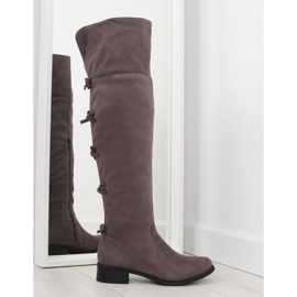 Botas de muslo con lazos grises
