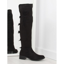 Botas de muslo negras con lazos negro