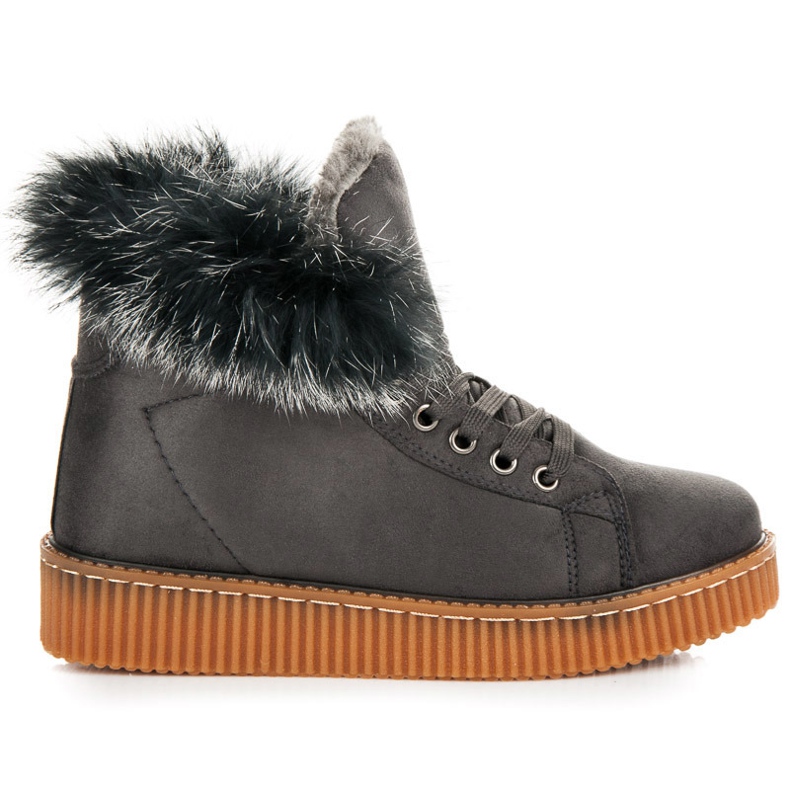 Botas Creepers Con Pelo gris