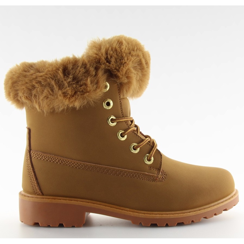 Botas de madera con piel de camello 58-177 camel marrón multicolor