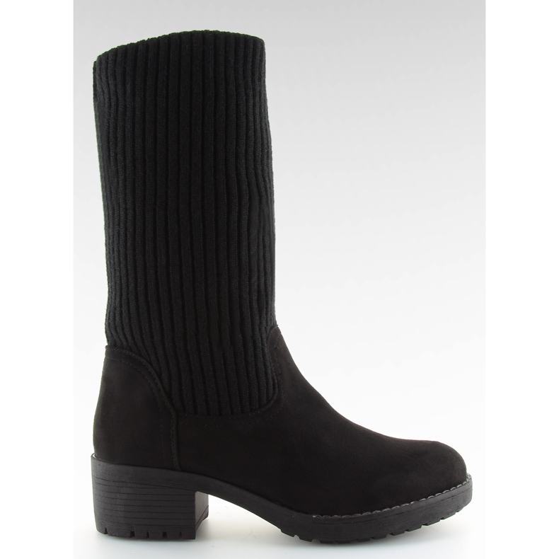 Botines negros con parte superior de punto