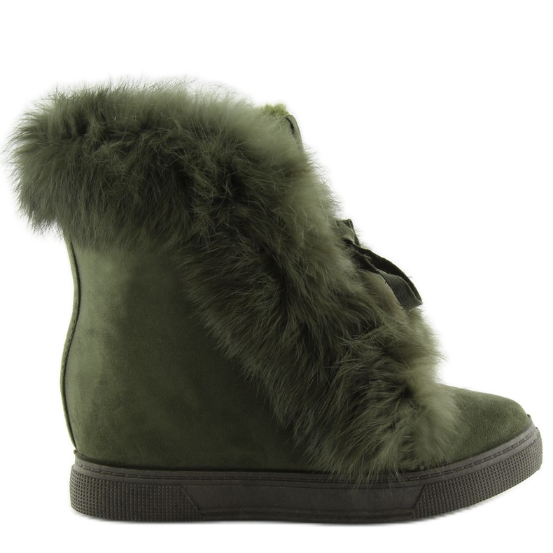 Botas Cuña Pelo Verde Botas Cuña Pelo Verde