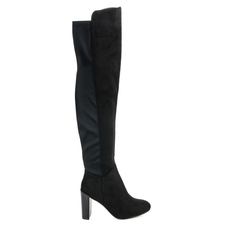 SDS Botas negras hasta el muslo en un poste negro SDS Botas negras hasta el muslo en un poste negro