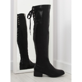 Negro A-12 Botas Mosqueteras Negras
