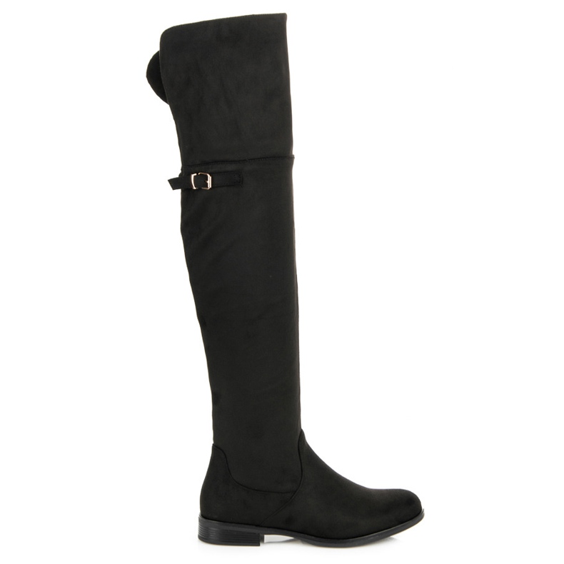 Super Me Botas mosqueteras con tacón plano negro