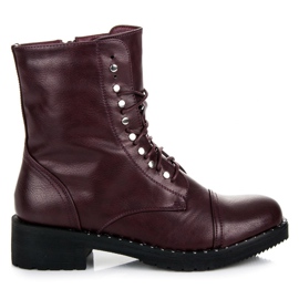 Anesia Paris Botas burdeos atadas rojo