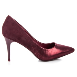 Erynn Bombas de color burdeos en un tacón de aguja multicolor rojo