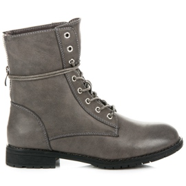 Queentina Botas de trabajo con cordones gris