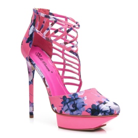 Belle Women Sandalias con print de flores rosas