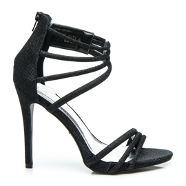 Ideal Shoes Sandalias de purpurina en un tacón alto. negro