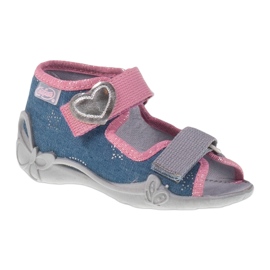 Pantuflas Sandalias Serduszko Befado 242p074 rosado gris azul