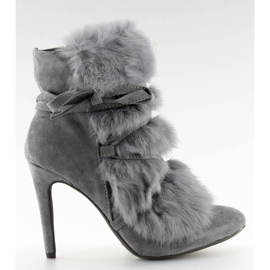 Botas de tacón alto con piel gris 1319 D.GRAY