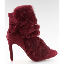 Botas de tacón alto con piel burdeos 1319 W. Rojo multicolor
