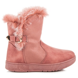 Botas de nieve de gamuza rosa