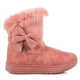 Botas de nieve con lazo rosado