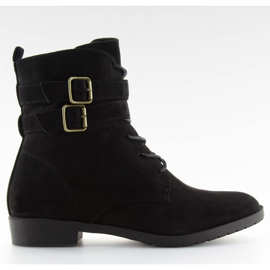Botas con cordones ante negro H7187 negro