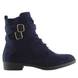 Botines cordones ante azul marino H7187 azul