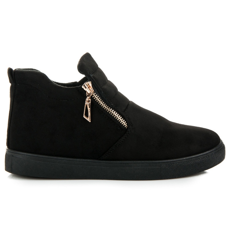 Zapatillas de gamuza sin cordones negro