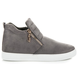 Zapatillas de gamuza sin cordones gris