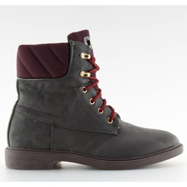 Botas con cordones gris AF36 gris rojo