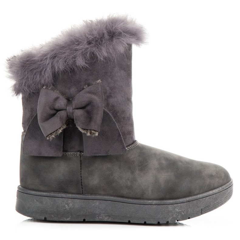 Botas de nieve con lazo gris Botas de nieve con lazo gris