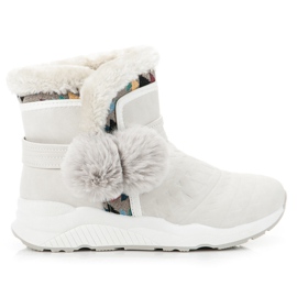 Botas de nieve étnicas con pompones gris