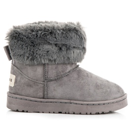 Bella Paris Botas de nieve con lazo gris