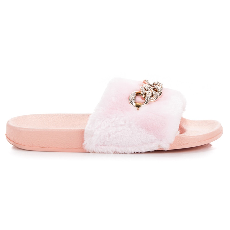 Queen Vivi Chanclas rosas con pelo rosado