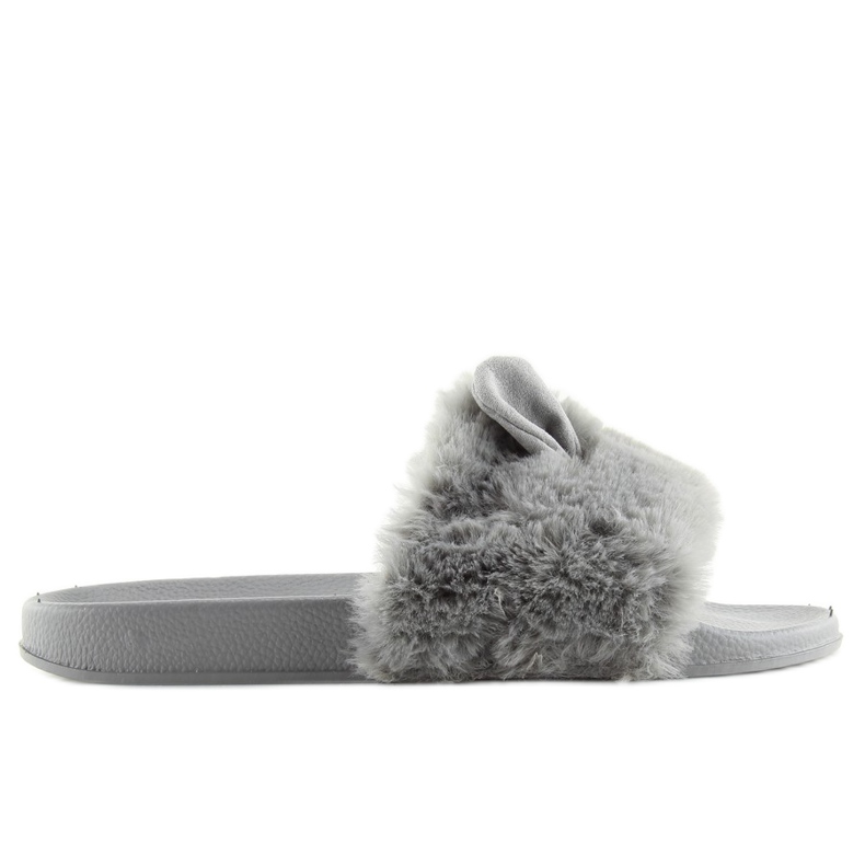 Gris LS-02 babuchas pelo gris con orejas