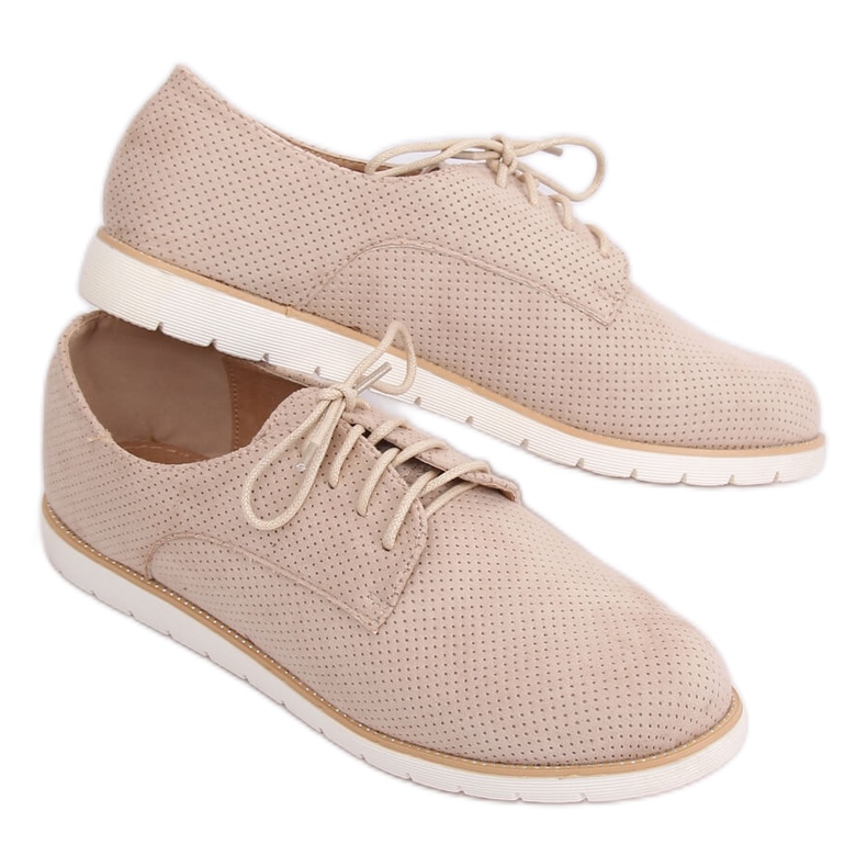 Mocasines mujer cordones beige T297 Beige