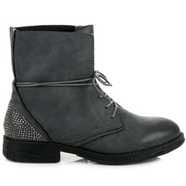 Queentina botas de trabajo con cristales gris