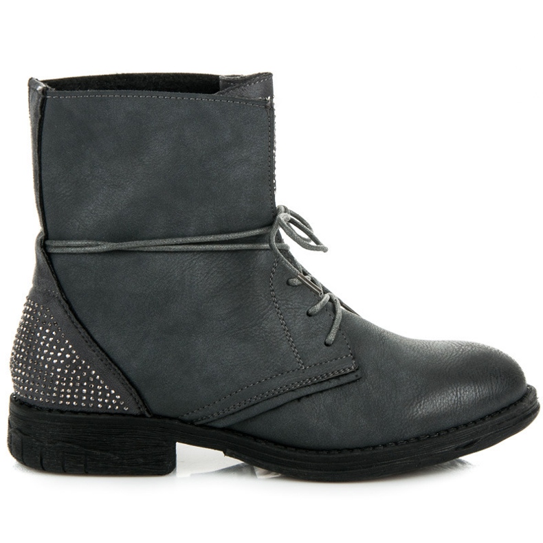 Queentina botas de trabajo con cristales gris