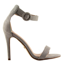 Gris NF-17 Sandalias grises de tacón alto