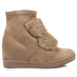 Zapatillas De Cuña Con Pelo marrón Zapatillas De Cuña Con Pelo marrón