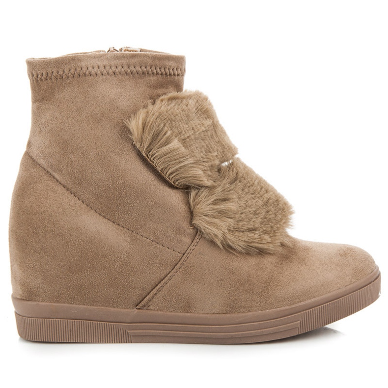 Zapatillas De Cuña Con Pelo marrón