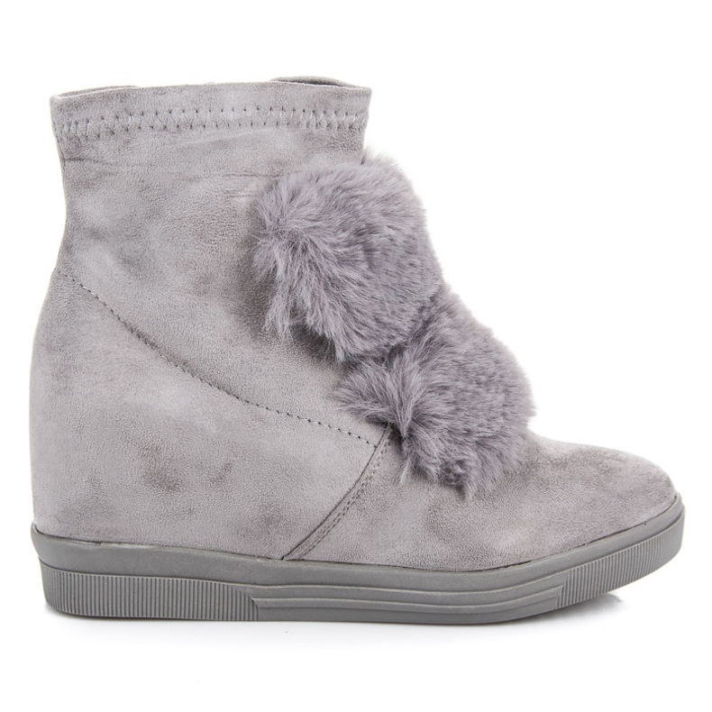 Deportivas cuña con pelo gris