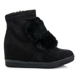 Deportivas cuña con pelo negro