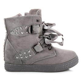 Zapatillas deportivas con lazos gris