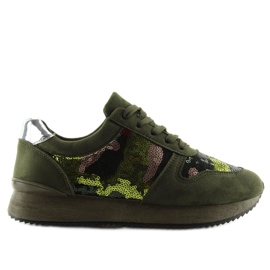 LH10P Deportiva verde con lentejuelas gris amarillo