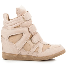 Queentina zapatillas con velcro marrón